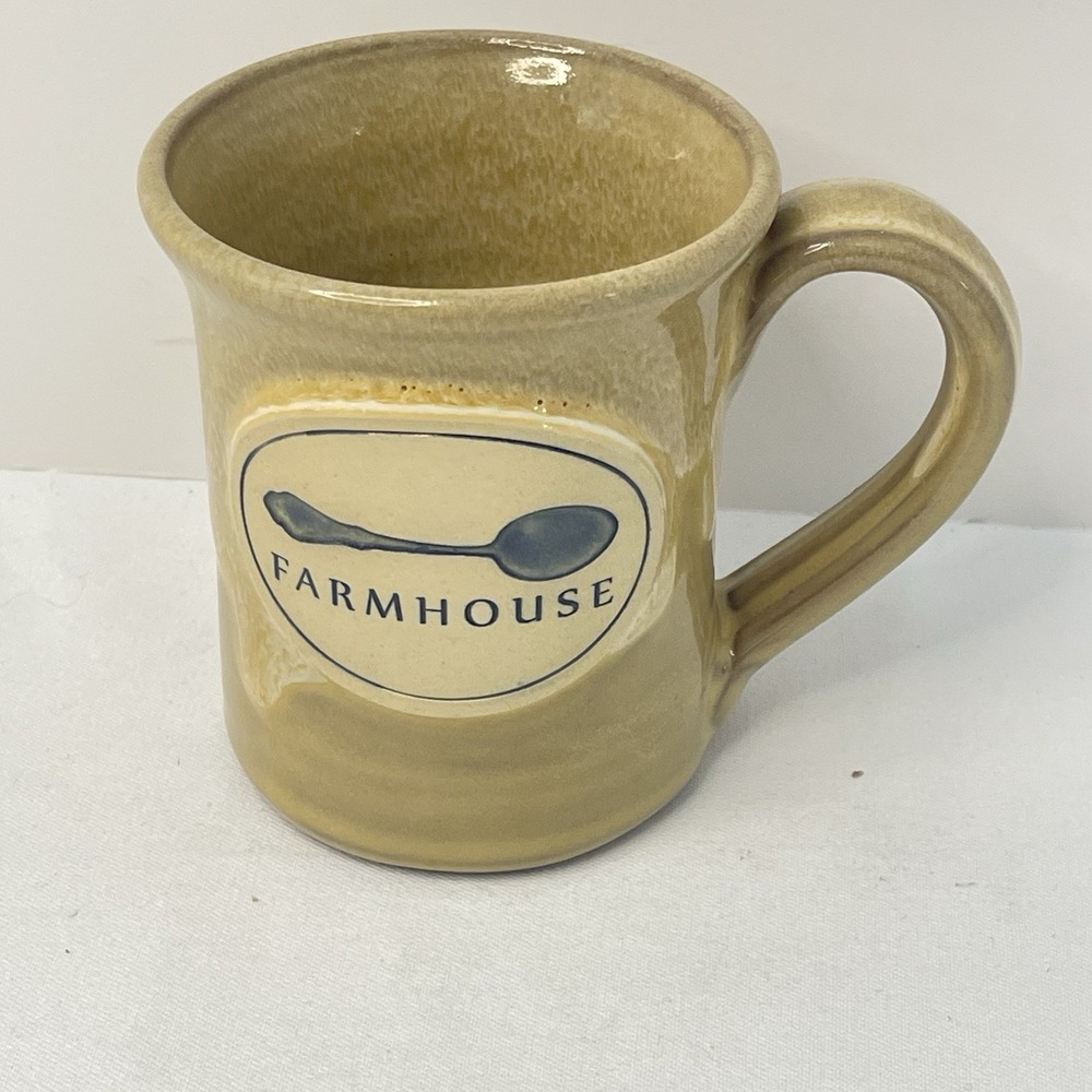Deneen Pottery 2019 Farmhouse Beige Tan Coffee Mug Spoon
